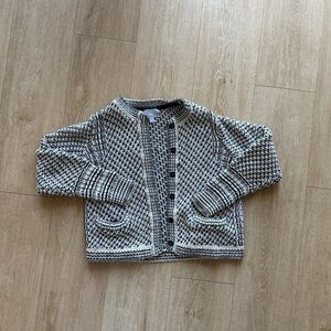 Pure Collection Black and Cream Houndstooth Knit Cardigan